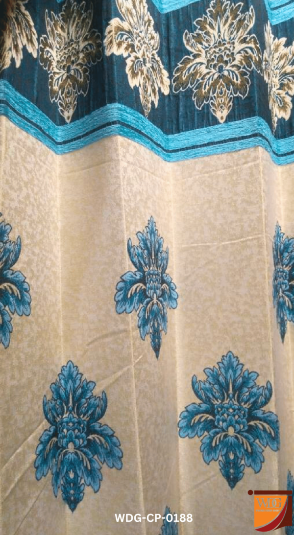 Blue flower pattern curtain